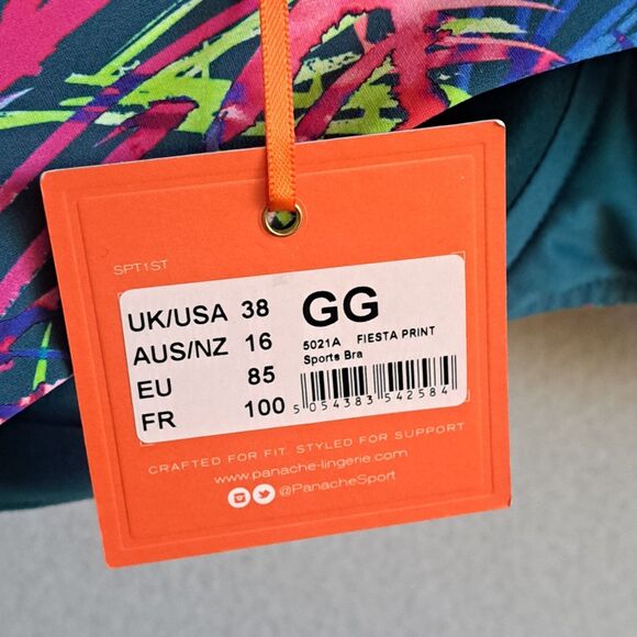 Panache Sport Women 38GG Bue Underwire High Impact Sports Bra  Fiesta Print - Picture 6 of 8